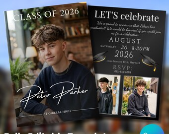 8 Page Graduation Magazine Booklet, 2026 Grad Party Keepsake | Editable Canva Template, Instant Download