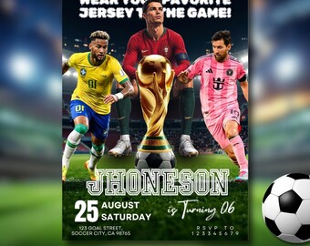 Soccer Birthday Invitation | Football Party Invite with Photo | Stadium Birthday Theme | Personalized Poster | World Cup Style Invitation