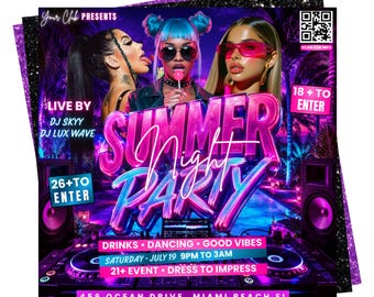 Summer Party Flyer, Pool Party Flyer, Summer Break Party Flyer, Summer Event Flyer, Beach Flyer, DIY Flyer Template Design, Canva Editable