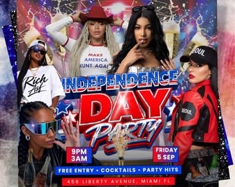 4th of July Party Flyer: USA Independence Day, DIY Canva Template