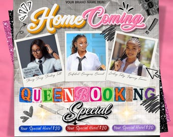 Homecoming Booking Flyer, Hair Homecoming Flyer, Hoco Szn Flyer, Flash Sale Flyer, Braids, Wig, Nail, Lash Bookings Flyer, Editable Canva