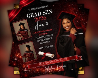 Folleto de graduación, folleto para fiesta de graduación, invitación de graduación, decisión universitaria, folleto de la clase de 2025, anuncio de graduación, Canva editable