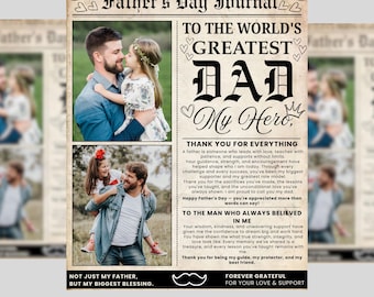 Fathers Day Newspaper Canva Template, First Father's Day Gift for Husband, Printable card for dad