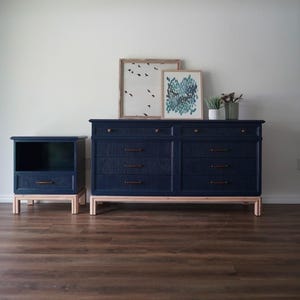blue bamboo dresser Vintage Faux Bamboo 9 Drawer Dresser