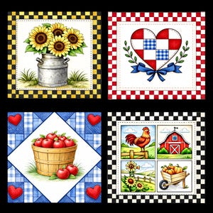 Libro para colorear con patrones de colchas en escala de grises / 30 diseños campestres acogedores (Descarga PDF) Volumen 2