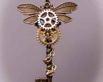 Steampunk firefly key necklace cogs