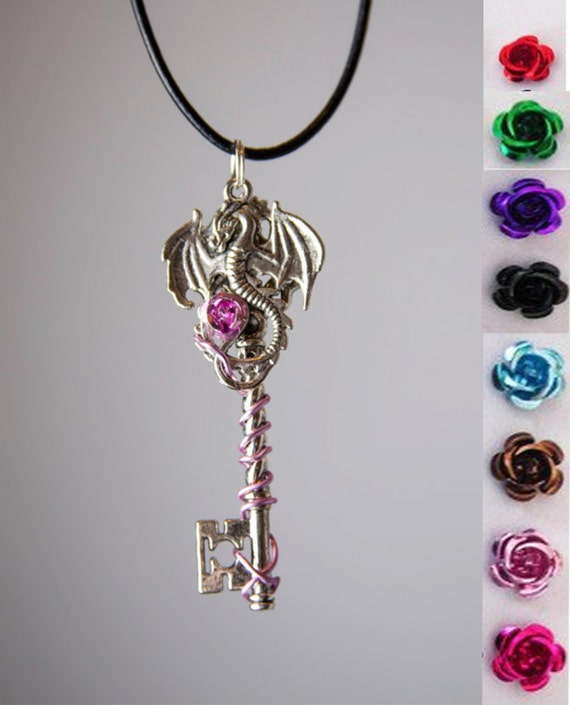 Dragon Key Necklace Fantasy Cosplay Pick Your Own Colour Magical Fairycore Gothic Etsy