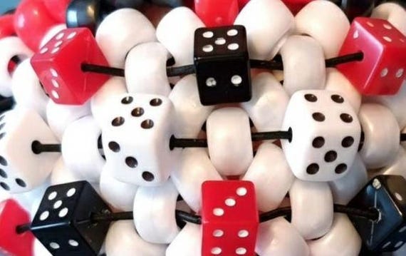Feeling Lucky - Red and Black Dice Bracelet Cuff / Lady Luck Kandi