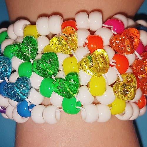 Black Rainbow Star Kandi Bracelet X Base Cuff Etsy UK