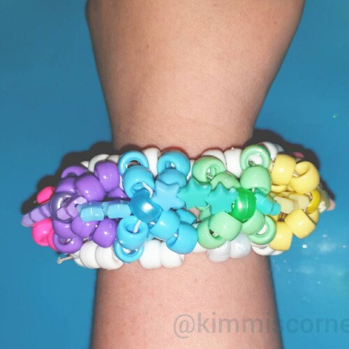 Black Rainbow Star Kandi Bracelet X Base Cuff Etsy