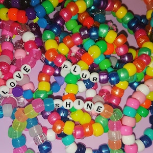 Random assortment Kandi singles bracelet  stretch set 10, 20, 25 or 40