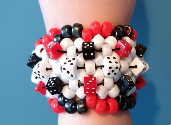 Feeling Lucky - Red and Black Dice Bracelet Cuff / Lady Luck Kandi