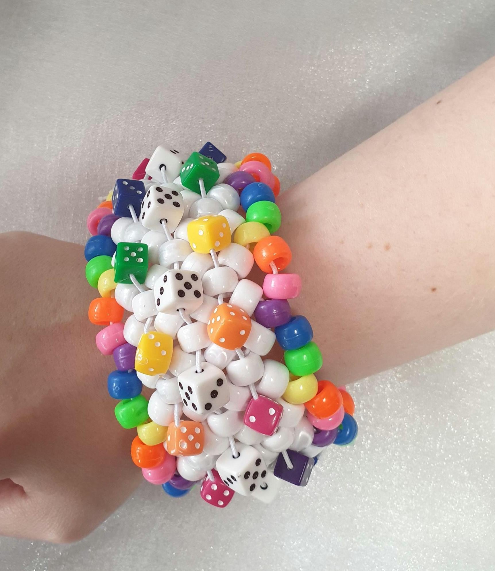 Rainbow Dice Kandi X Stitch Bracelet Cuff Rave Jewellery - Etsy