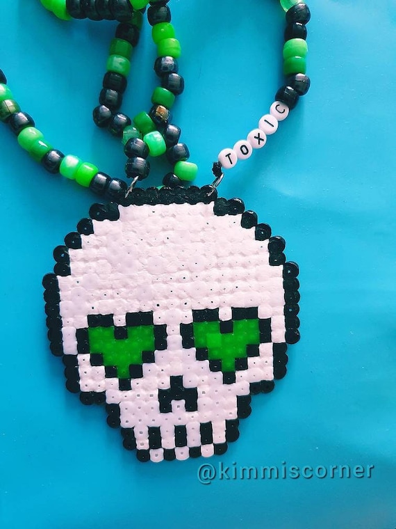 Kandi Skull Stretch Necklace Emo Rave Jewellery - Etsy