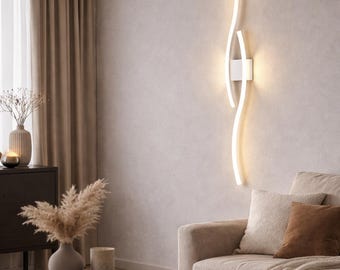 Aplique de pared LED moderno de 80 cm, negro, blanco o dorado, ideal para salón, dormitorio y pasillo.