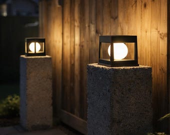 Lámpara solar LED moderna para exteriores | Lámpara solar para jardín y patio | Luz decorativa inalámbrica para caminos