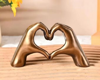 Escultura de manos de corazón, decoración moderna para el hogar | Estatua de mano de amor | Regalo romántico para pareja | Aniversario, boda, San Valentín
