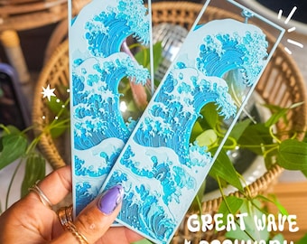3D Printed Wave Bookmark, Sparkle Galaxy Finish, PLA Plastic (4" Length)