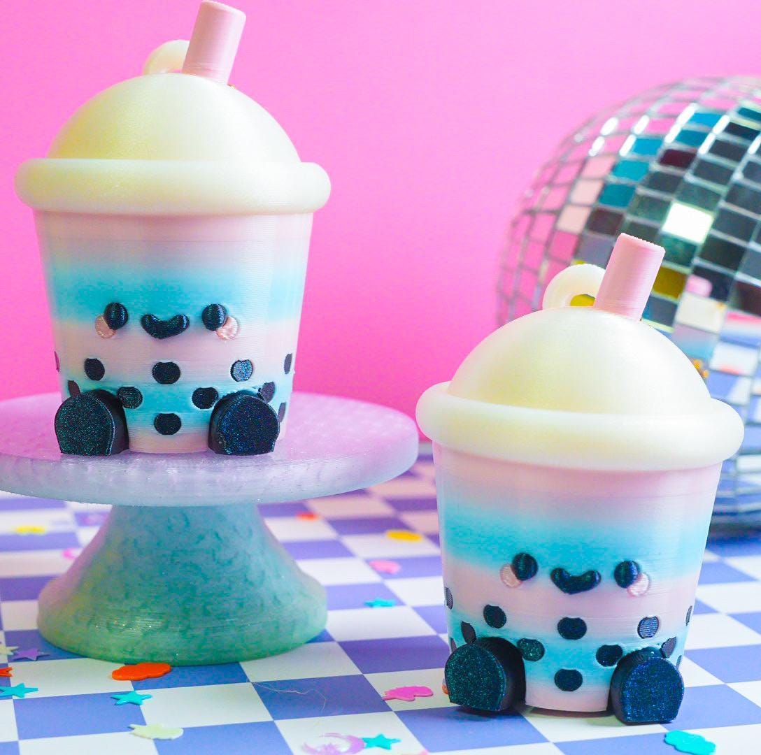 Cotton Candy Boba Clicker Keychain - Etsy
