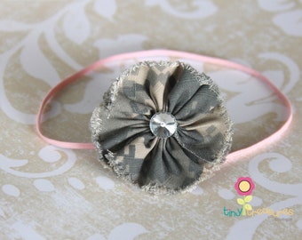 Army - Army Gathered Daisy Hair Clip or Headband