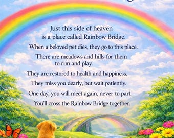 Rainbow Bridge Pet Memorial Poem Print Heaven Reunion