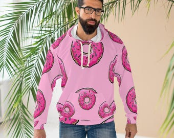 Pink Sprinkled Donut Pattern Hoodie | All-Over Print