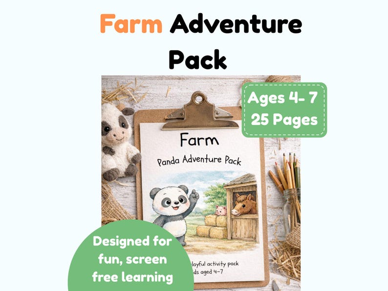 Farm Adventure Activity Pack for Kids - Kids Learning Activities, Ages ...