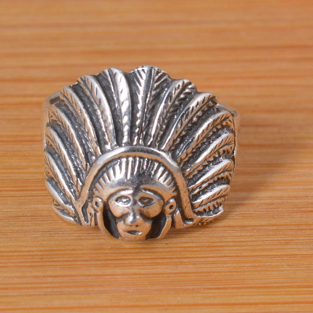 Silver Tribal Face Ring, Headdress Ring, Statement Ring, Vintage ...