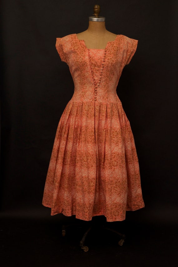 Vintage 1950s Peach Party Dress