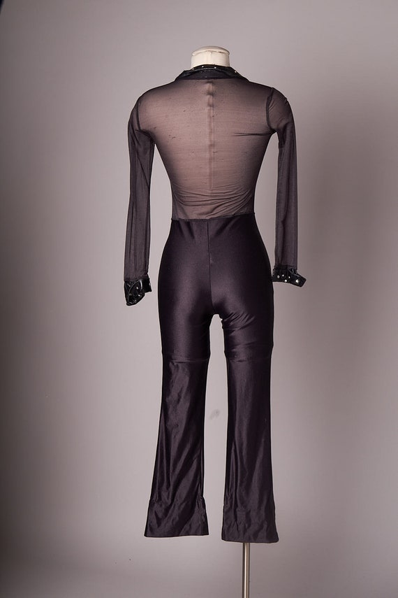 Vintage Black Sheer Stretchy Costume Jumpsuit - image 4