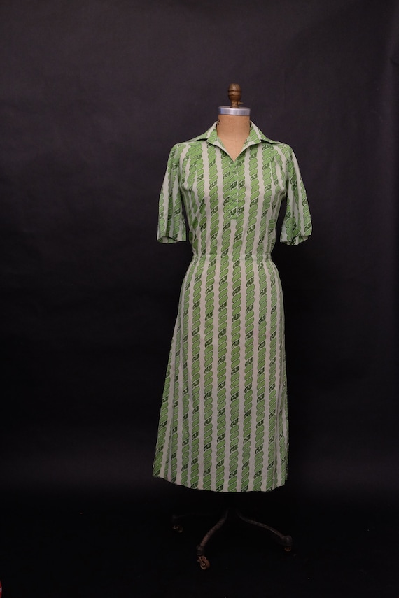 Vintage 1980s Green Shirt Dress