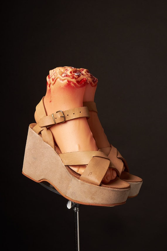 1970s Leather and Suede Platform Sandals