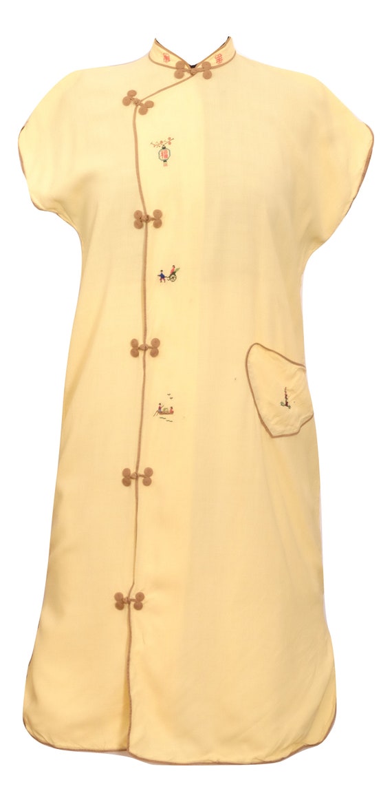 Vintage Asian Cotton Cheongsam Dress
