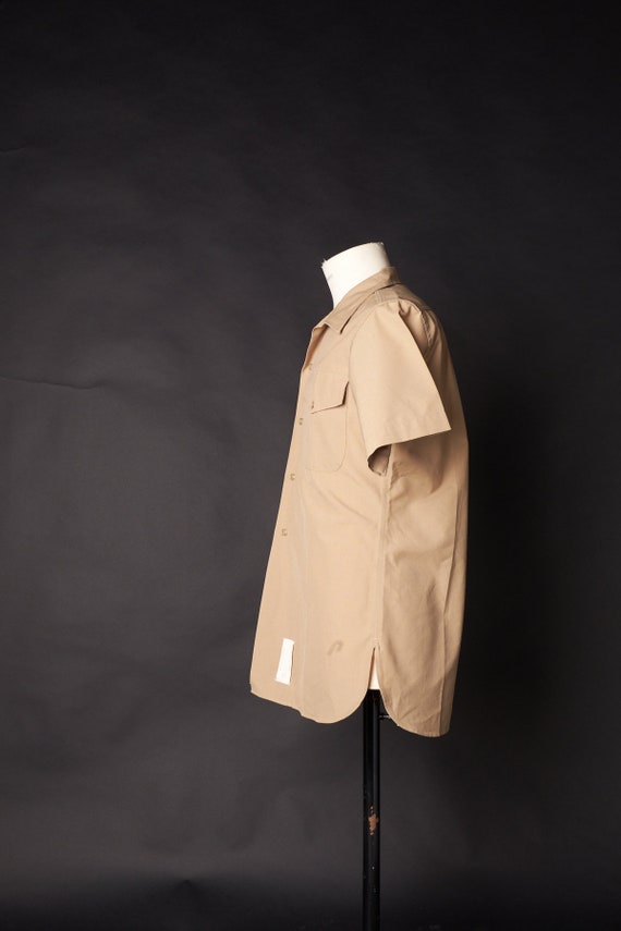 1960s Khaki Military Work Shirt Short Sleeve - image 2