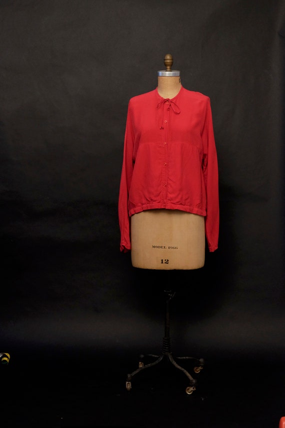 1970s Red Silky Chore Shirt