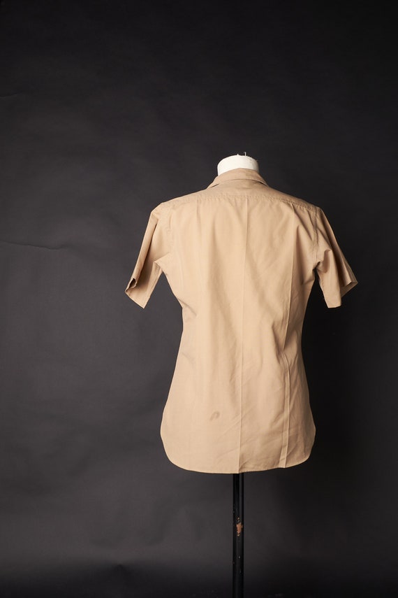 1960s Khaki Military Work Shirt Short Sleeve - image 3