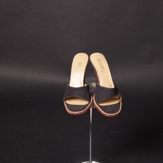 Vintage 1970s Black Wooden Heels Sandals - image 3