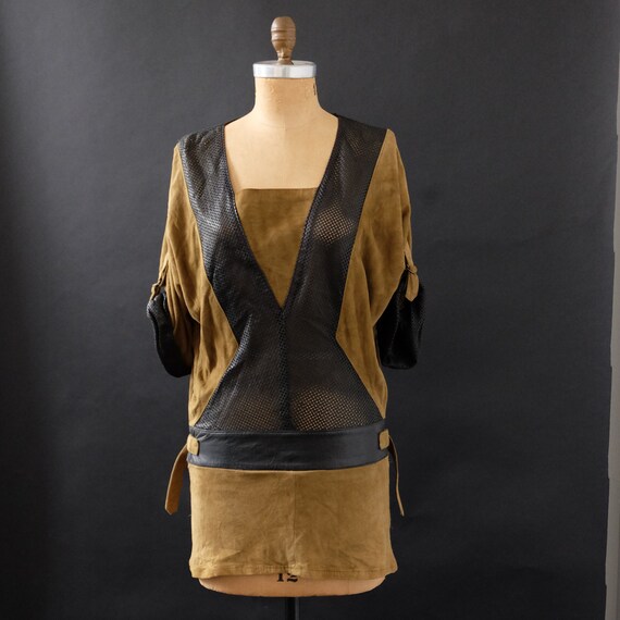 1980s Erez Leather Mod Rocker Dress