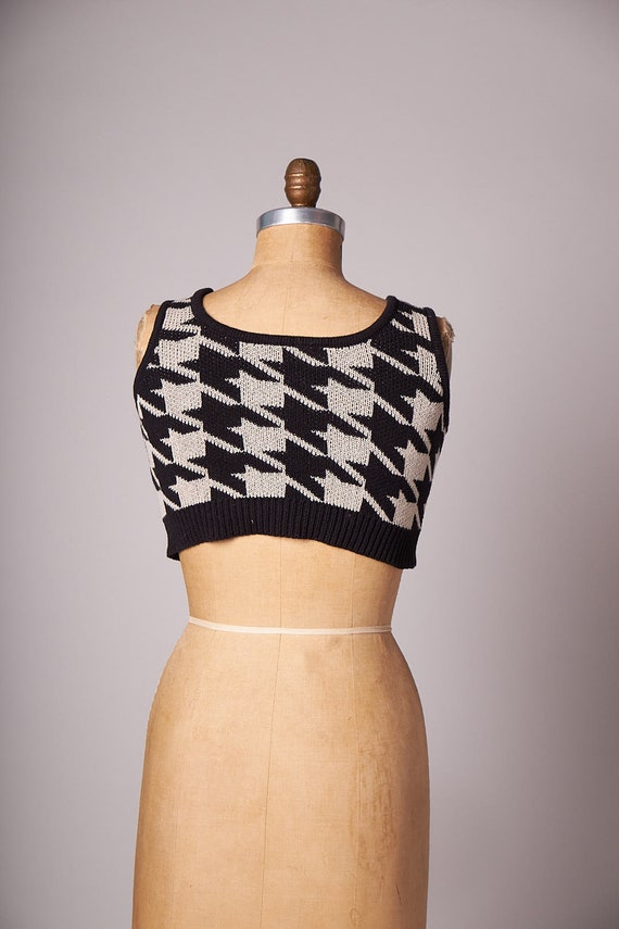 1990s Cropped Houndstooth Sweater - image 3