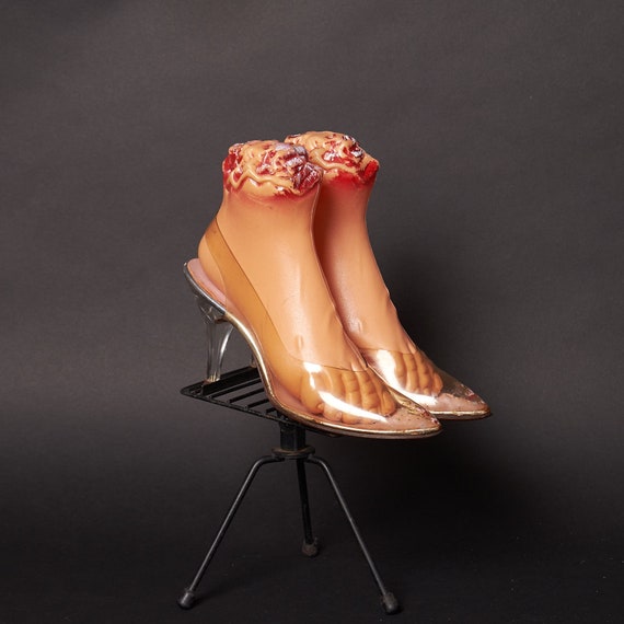 1950s Clear Plastic Carved Heels Shoes Slingbacks - image 1