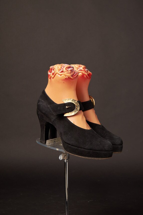 Escarpins Daim Noir Vintage Karl Lagerfeld Taille 38.5 - Parfait état, Fabrication France