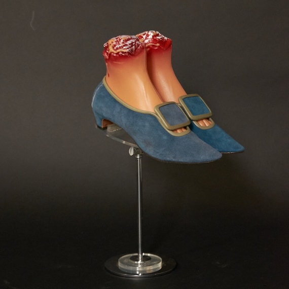 Vintage 1970s Suede Blue Heels Shoes