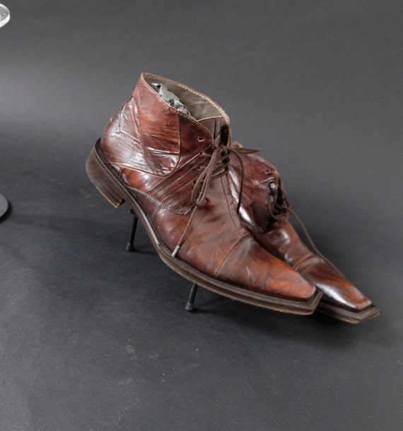 Vintage Leather Shoes Retro Old Fashion Rare Men Designer Leather Shoes Original Vero Cuoio Genuine Leather Made In Italy Street Fashion Casual Office Style Used Rugged Wear Size 39 Vintage Collectibles