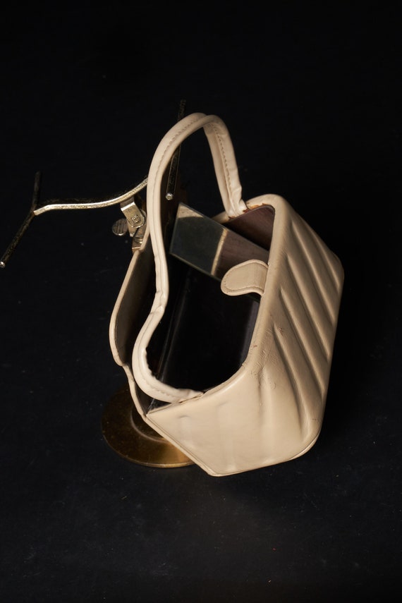 1950s Beige Box Purse Bag - image 4