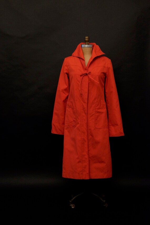 1980s Red Rain Trench Coat
