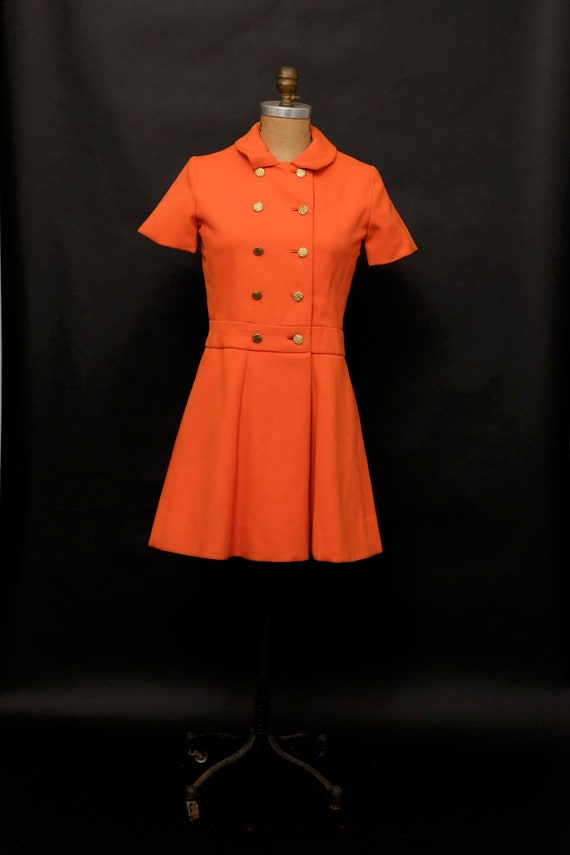 1970s Mod Bright Orange Mini Dress