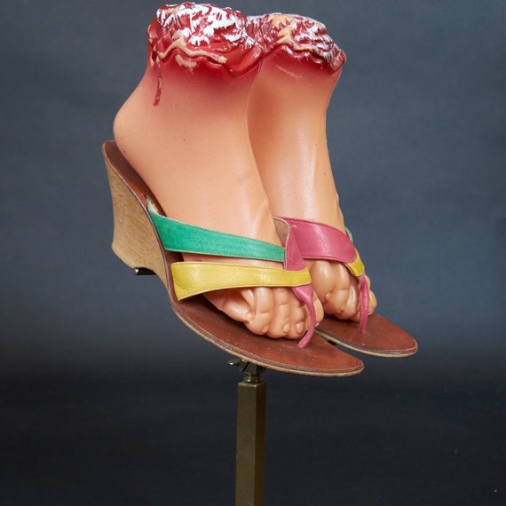 Vintage 1970s Colorful Golo Wedge Heels Sandals