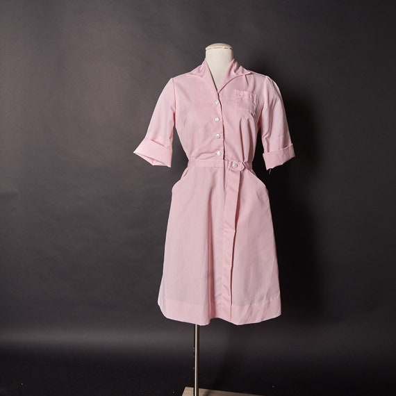 1970s Pink Candy Stripper Nurses Dress Uniform - Gem