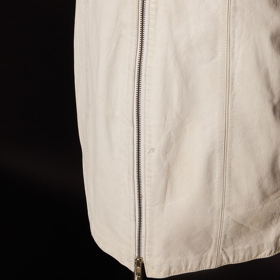 1980s Punk White Leather Zipper Skirt - image 5