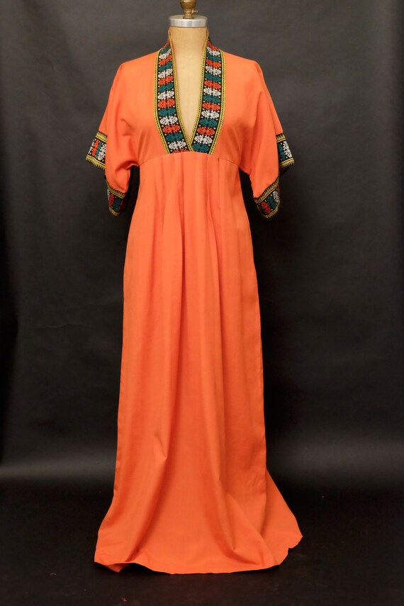 Vintage Orange Fitted Caftan Dress